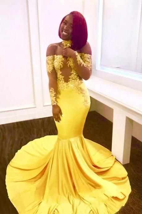 Yellow Mermaid Prom Dresses