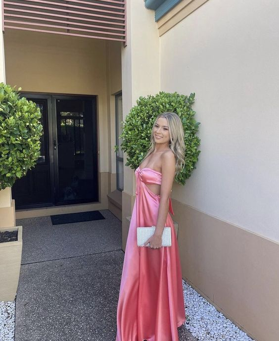 Charming Pink Sweetheart Backless Long Prom Dress SH747