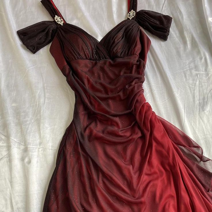 Sexy A Line Straps Ombre Burgundy Chiffon Long Prom Dress SH1232