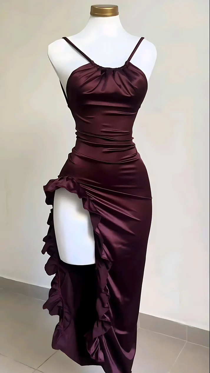 Sexy Slit Ruffles Prom Dress SH1400