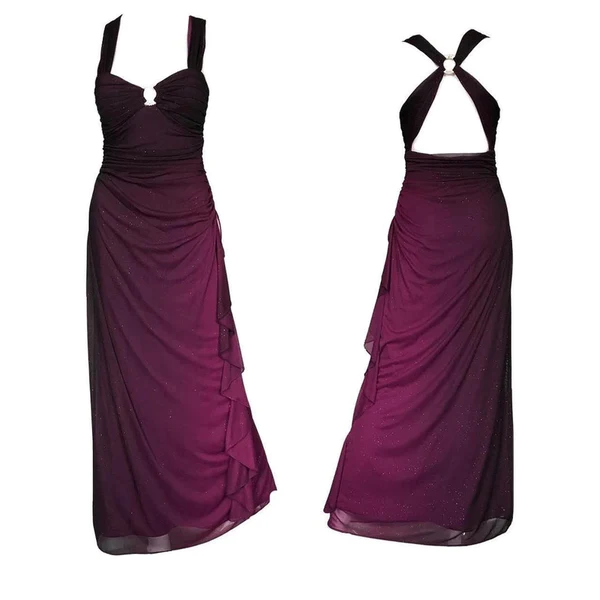 Charming Straps Ombre Grape Backless Long Chiffon Prom Dress Evening Dress SH1146