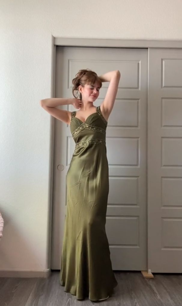 Elegant Sheath Olive Green Prom Dress Long Formal Dress SH1223
