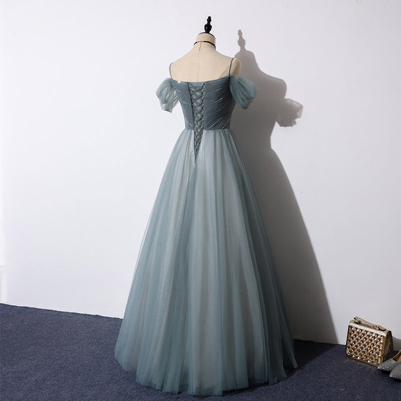 Elegant tulle long A line prom dress, evening dress B286