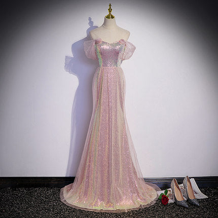Sequin Pink Prom Dresses SH153