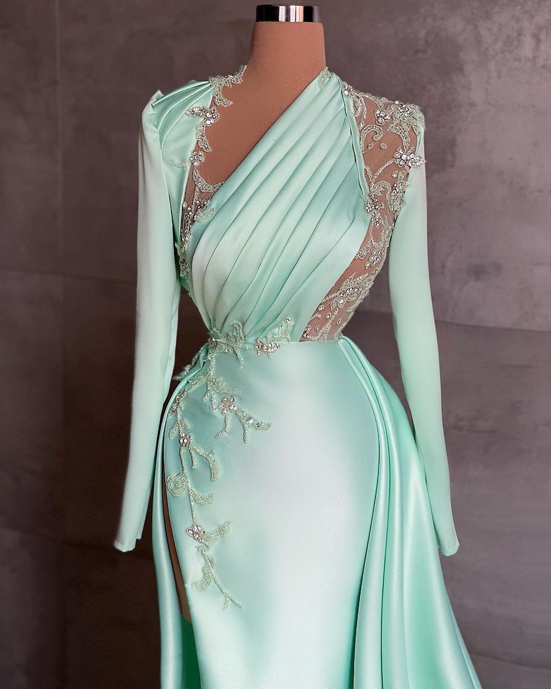 Sexy Prom Dresses Plus Size Arabic Aso Ebi Mermaid Prom Dresses Lace Beaded Illusion Satin Floor Length Party Evening Wear SA1538