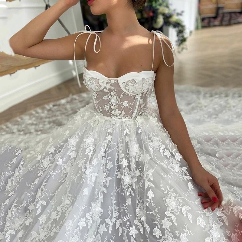 Gorgeous Off White Sweetheart Lace Prom Dress A-Line Spagetti Straps Long Evening Dress KS7950